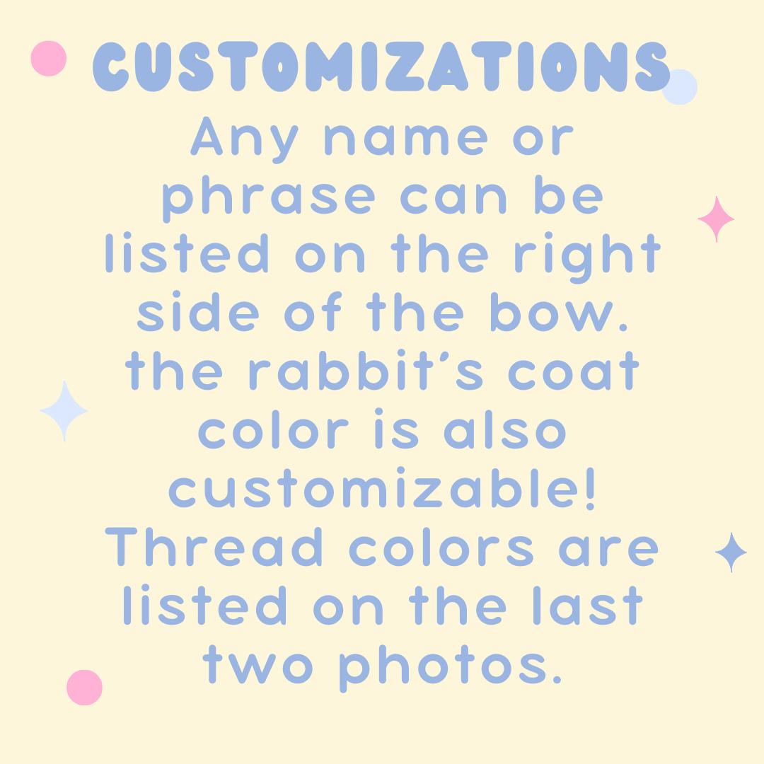 Easter Custom Embroidered Bows, Kids Bunny Rabbit Bow