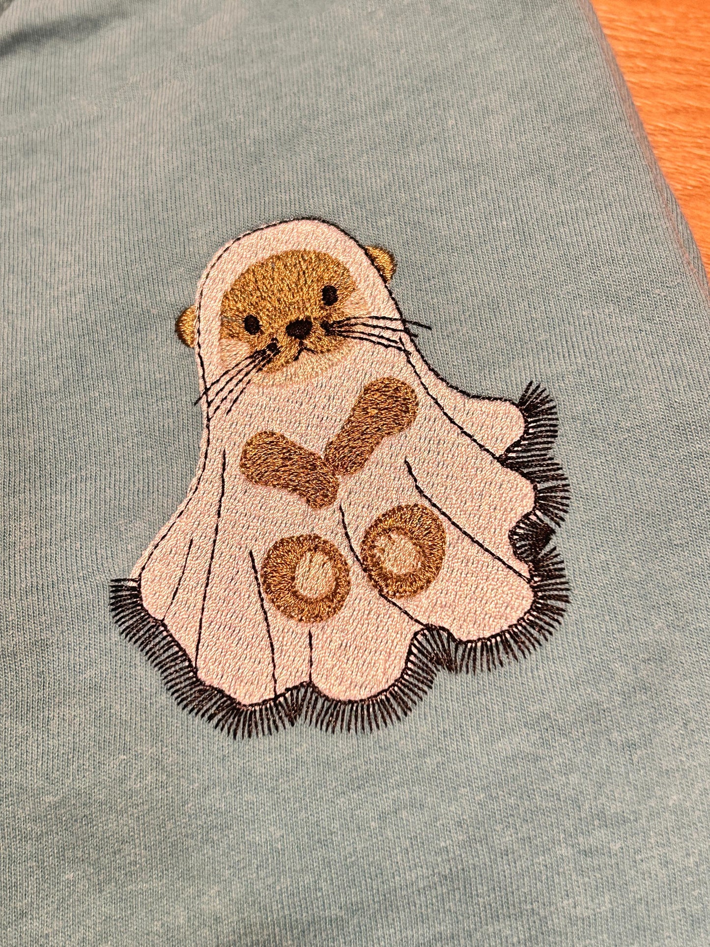 Spooky Otter Halloween Embroidered Comfort Colors T-Shirt Sweatshirt, Ghost, Animals, Scary
