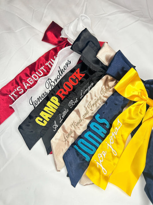 JB Custom Embroidered Concert Bows, Gifts for Her