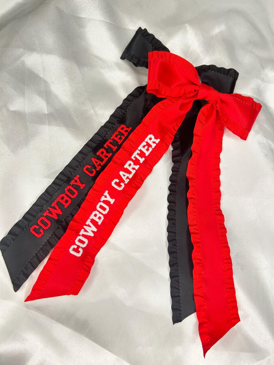 Cowboy Custom Embroidered Concert Bows, Gifts for Her, Cowboy *Insert Name Here*, Summer Concert Tour