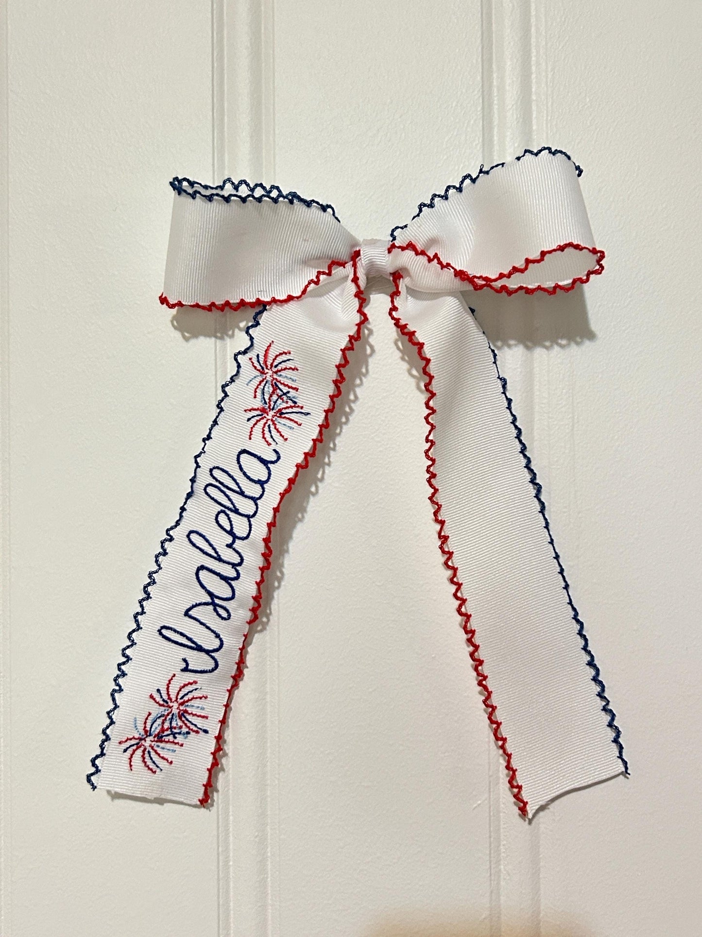 4th of July Fireworks Personalized Embroidered Hairbow