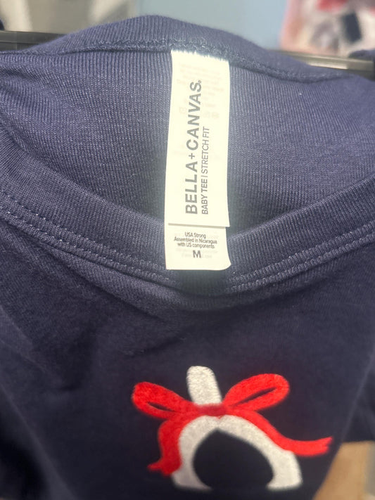 READY TO SHIP Embroidered Wishbone Racerback Tank Top, Navy Bella Canvas