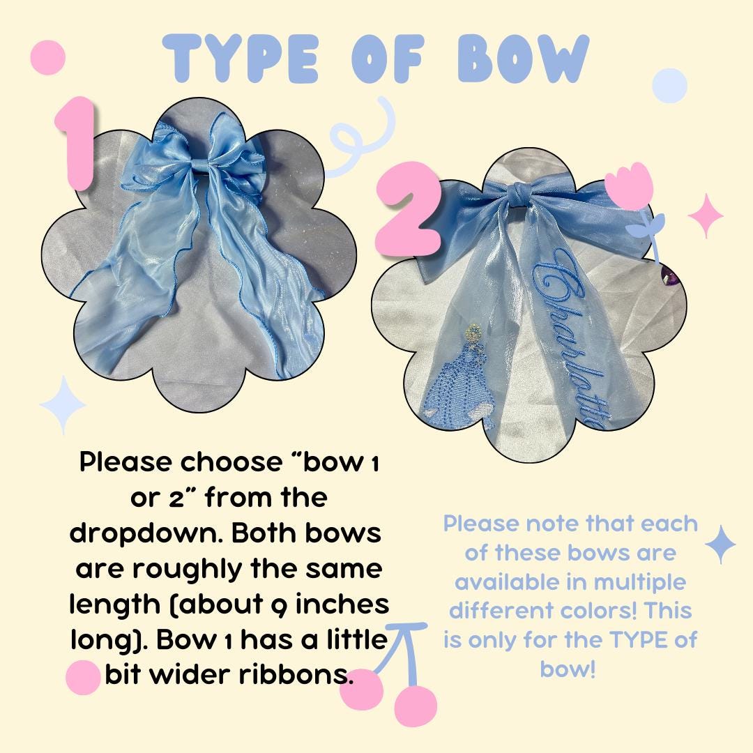 Princess Custom Embroidered Bows