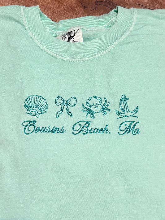 TSITP Beach Embroidered Comfort Colors T-Shirt Sweatshirt, Summer, Conrad, Jeremiah
