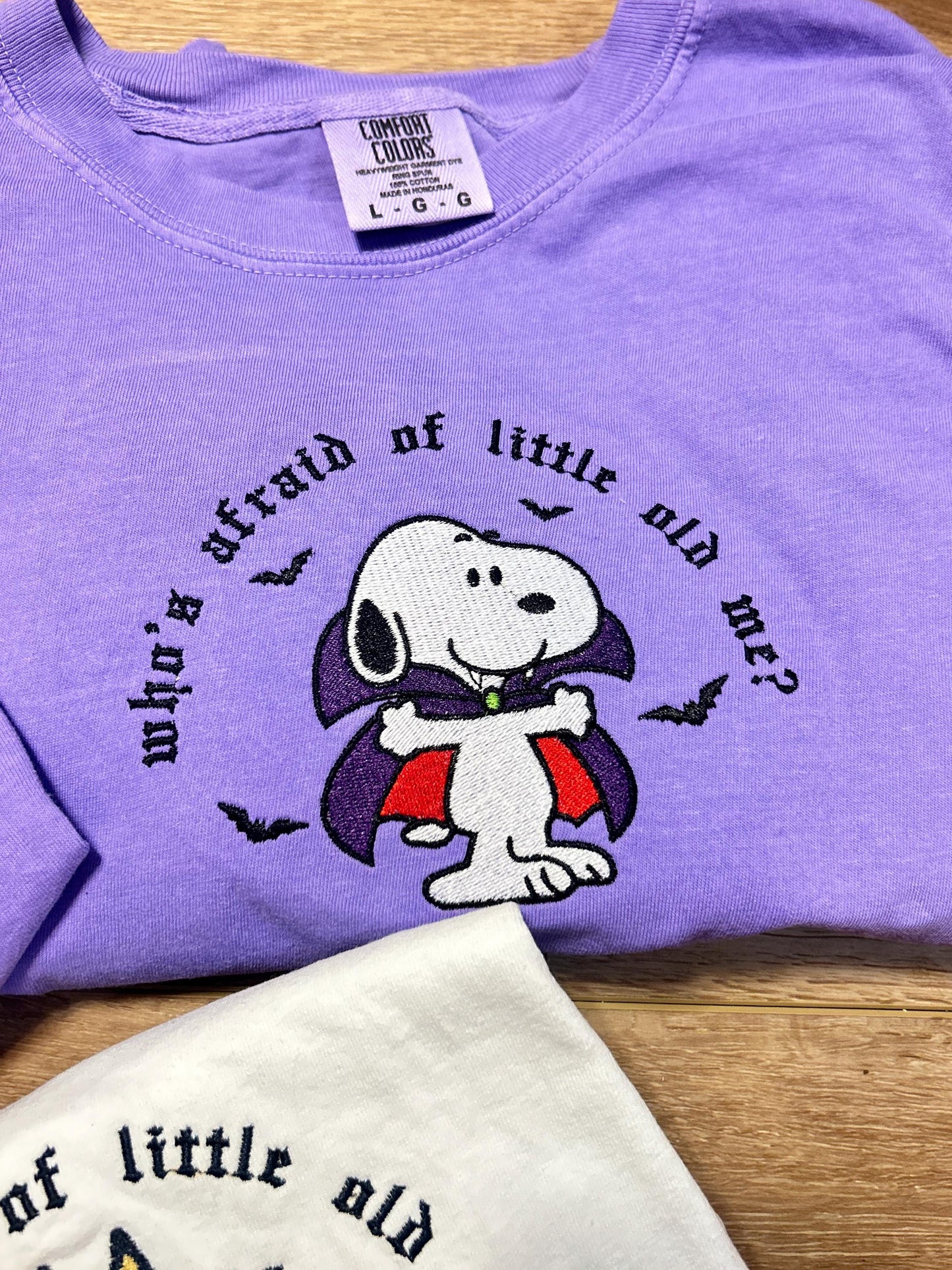PREORDER Who's Afraid Embroidered T-Shirt WHITE DOG, Kids and Adults