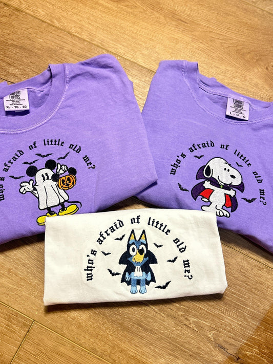 PREORDER Who's Afraid Embroidered T-Shirt MOUSE, kids and adults, halloween