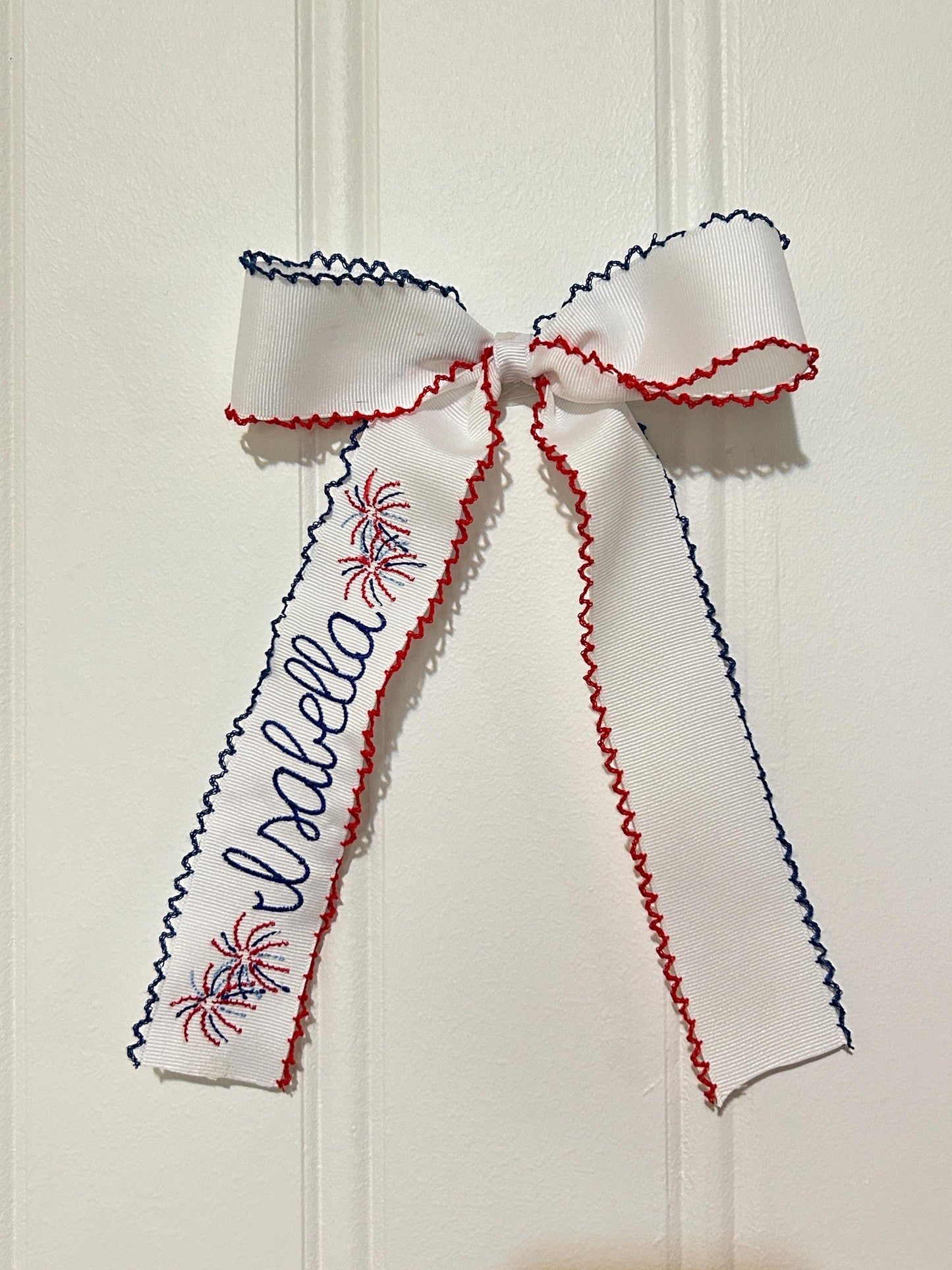 4th of July Fireworks Personalized Embroidered Hairbow