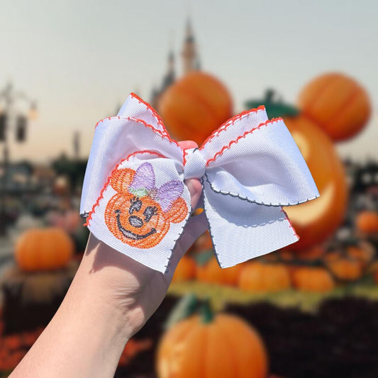 Mouse Halloween Embroidered Hairbow, Custom Embroidery Kids, Spooky, Theme Park, Halloween Party
