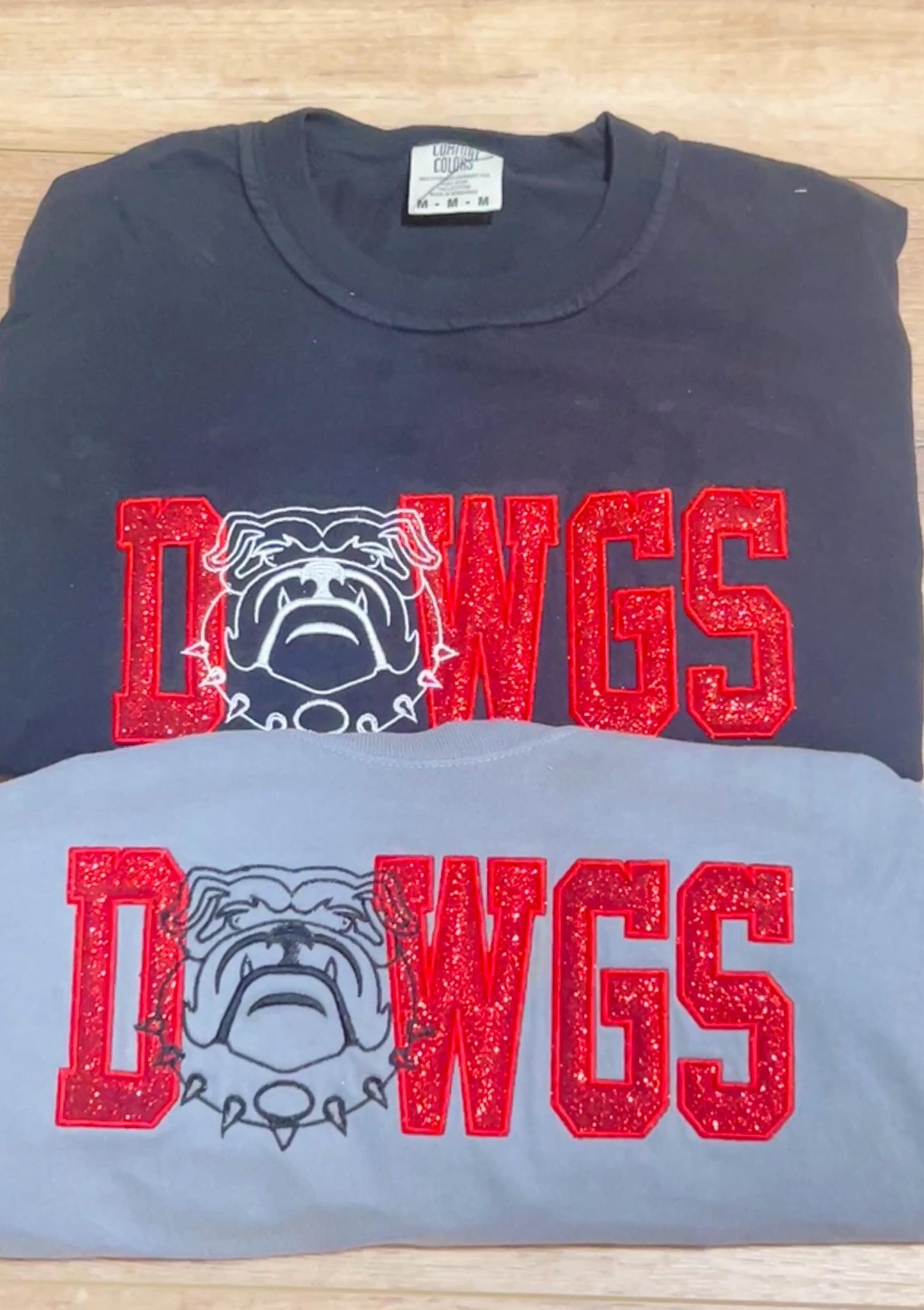 Bulldogs Glitter Mascot Embroidered Tshirt or Sweatshirt