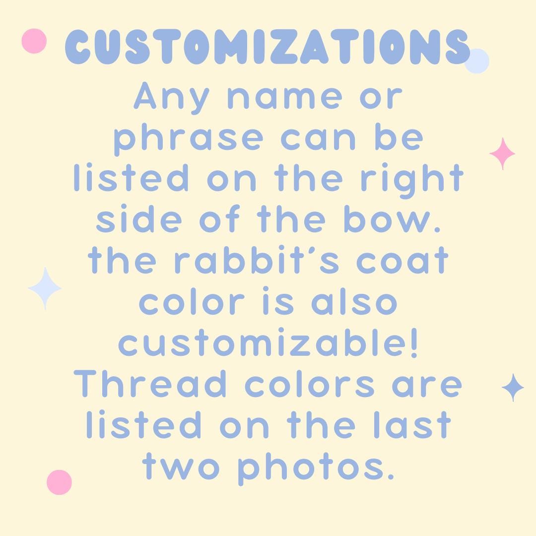 Easter Custom Embroidered Bows, Kids Bunny Rabbit Bow