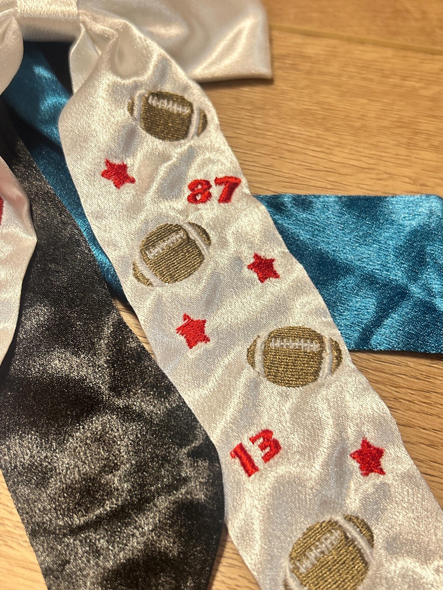 Football Custom Embroidered Concert Bows, Gifts for Her, Karma is the Guy