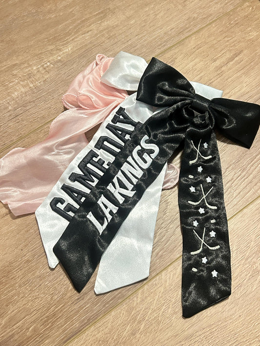 Hockey Custom Embroidered Bows, Gameday, Sports, Puff Optional