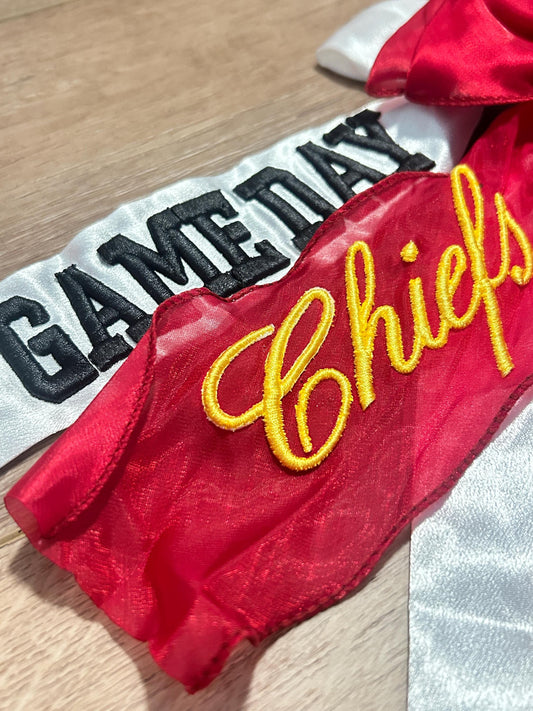 Game Day Custom Puff Embroidered Bows, Gameday, Sports, Football, Hockey, Basketball