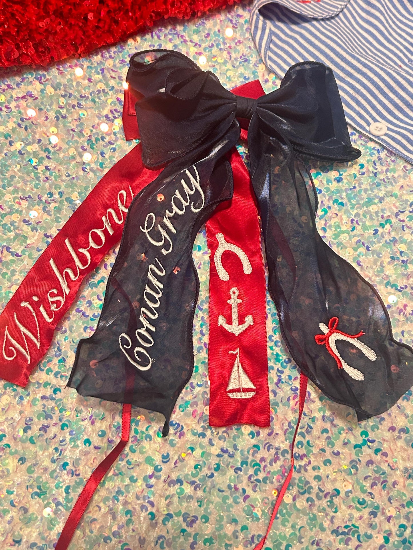 Wishbone Custom Embroidered Concert Bows, Gifts for Her, Tour