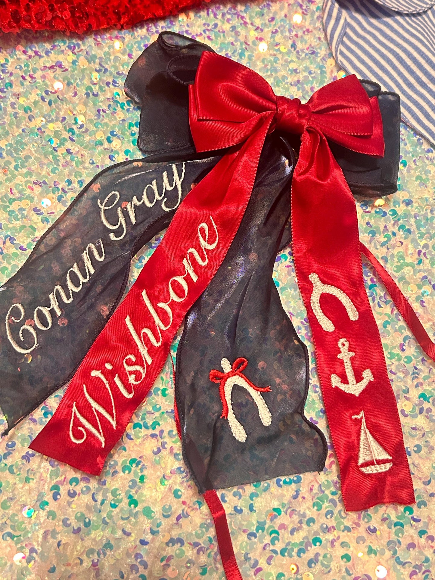 Wishbone Custom Embroidered Concert Bows, Gifts for Her, Tour