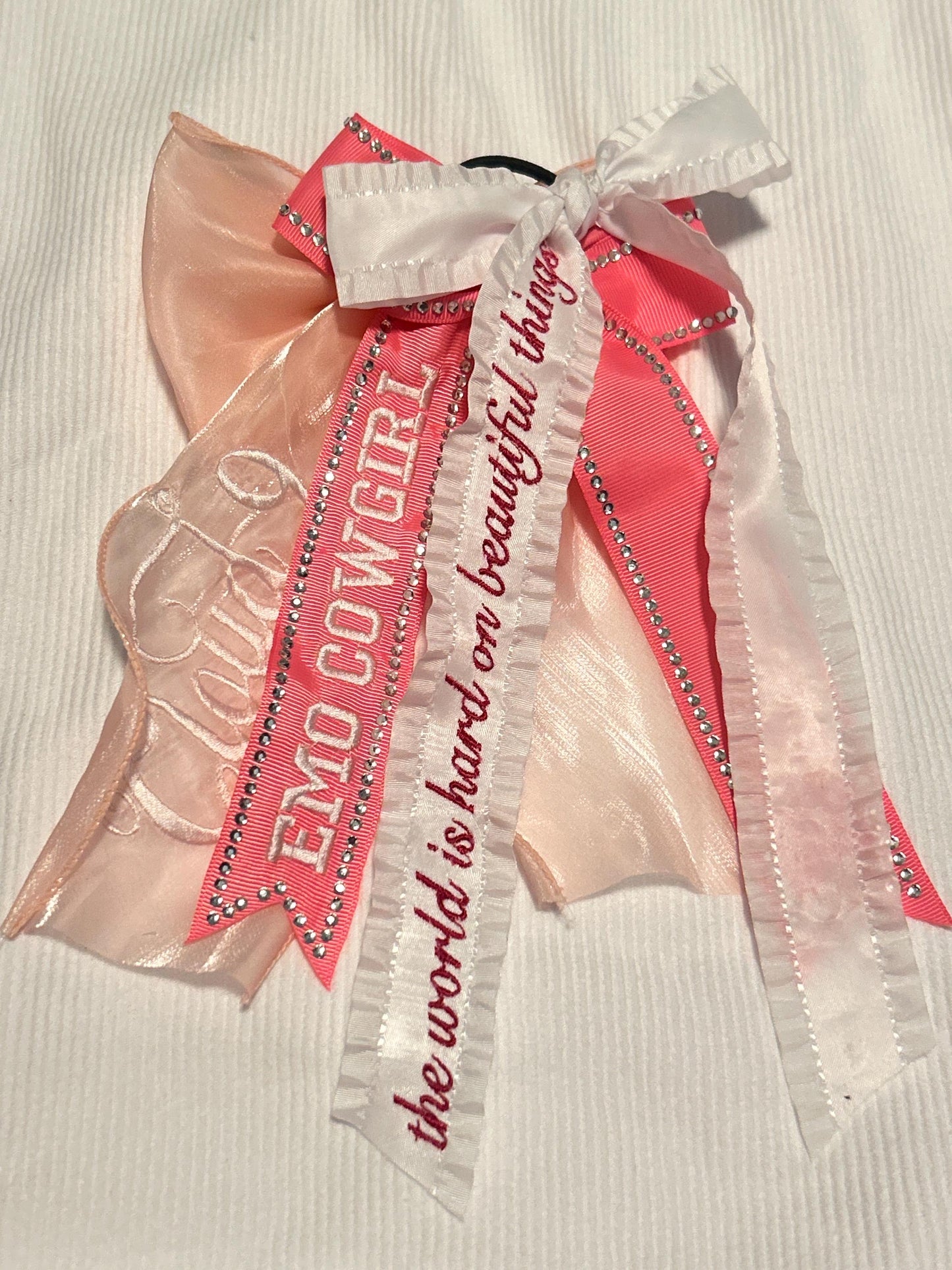 MM Custom Embroidered Concert Bows, Gifts for Her, Country Music, Pink