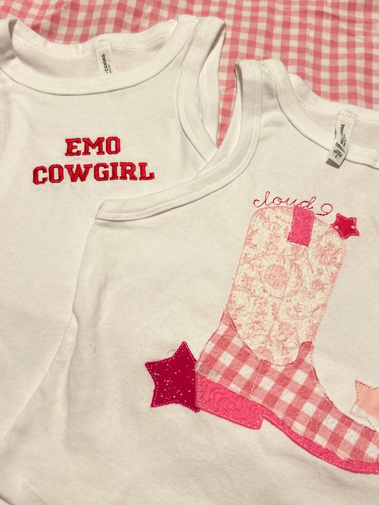 MM Inspired Customizable Embroidered Baby Tees and Tank Tops, Pink, Country Music, Tour