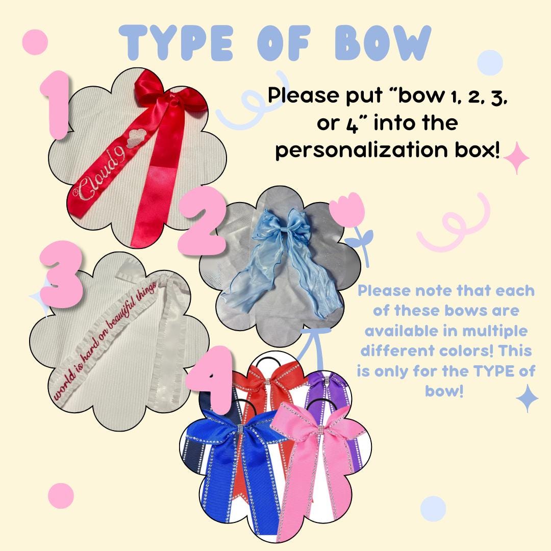 MM Custom Embroidered Concert Bows, Gifts for Her, Country Music, Pink