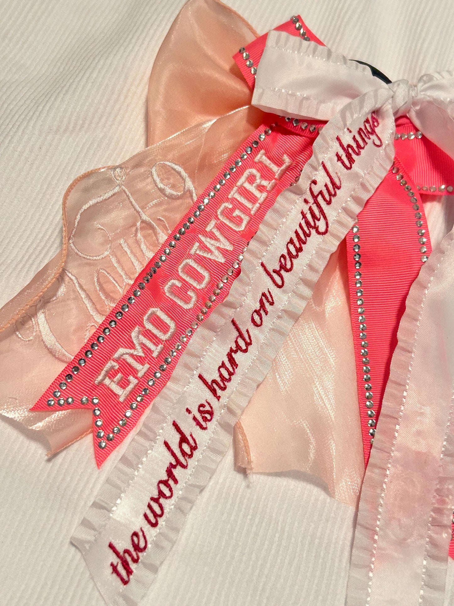 MM Custom Embroidered Concert Bows, Gifts for Her, Country Music, Pink