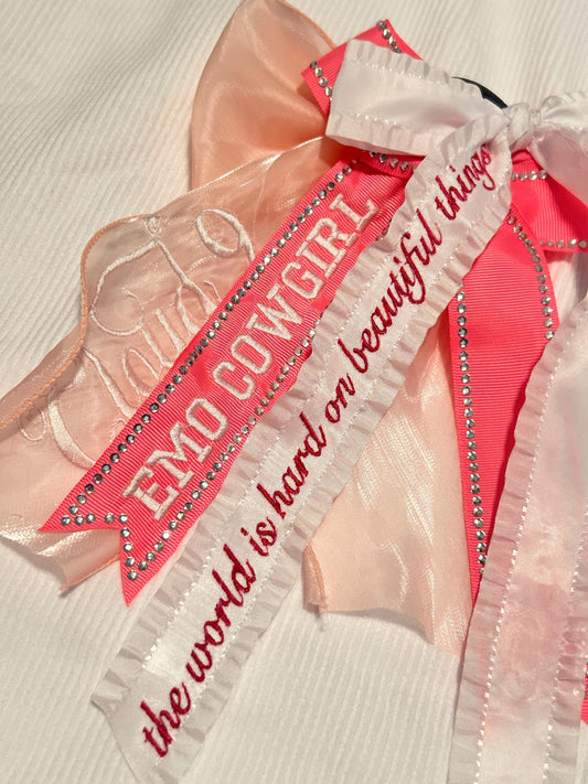 MM Custom Embroidered Concert Bows, Gifts for Her, Country Music, Pink