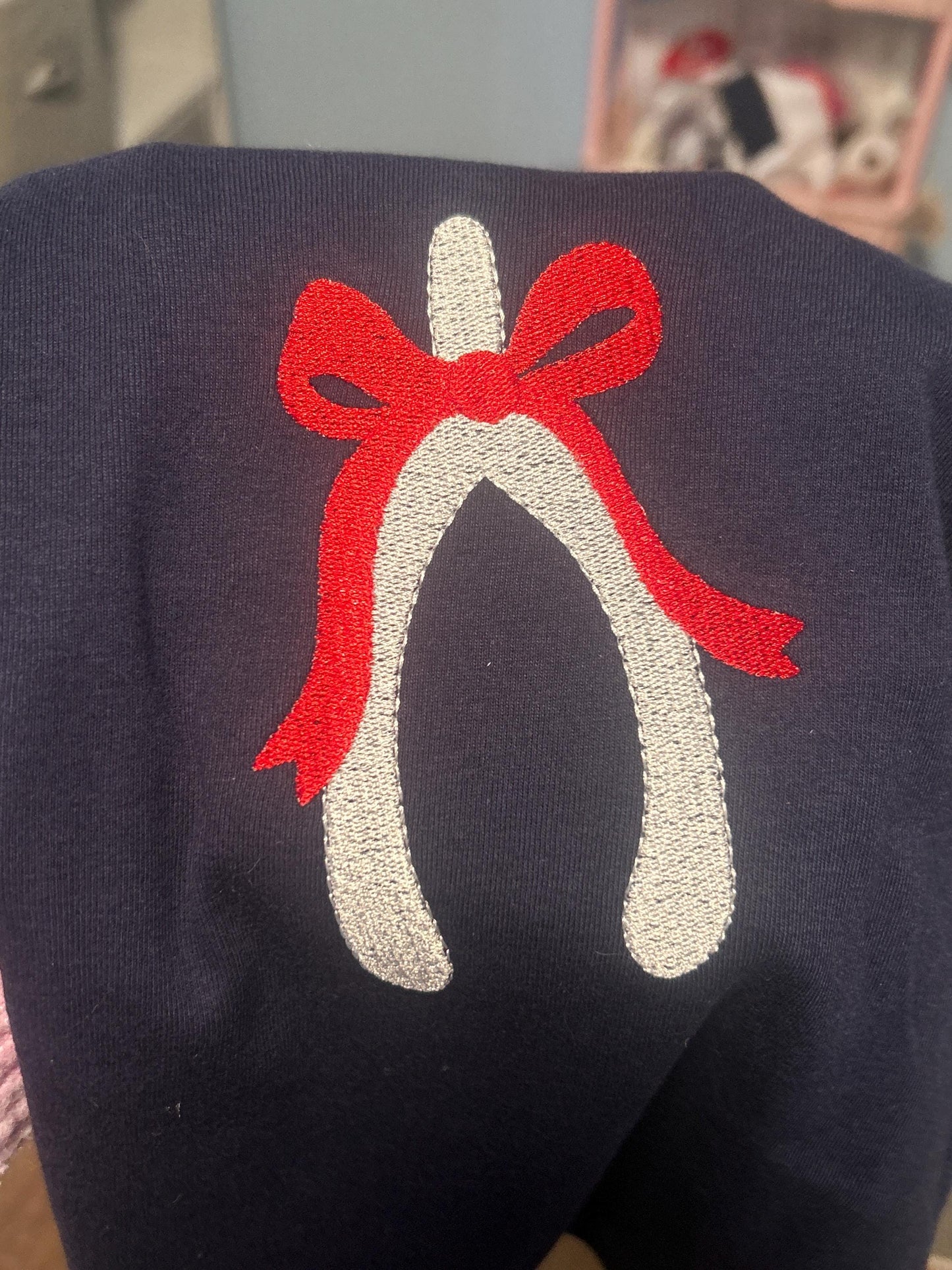 READY TO SHIP Embroidered Wishbone Racerback Tank Top, Navy Bella Canvas