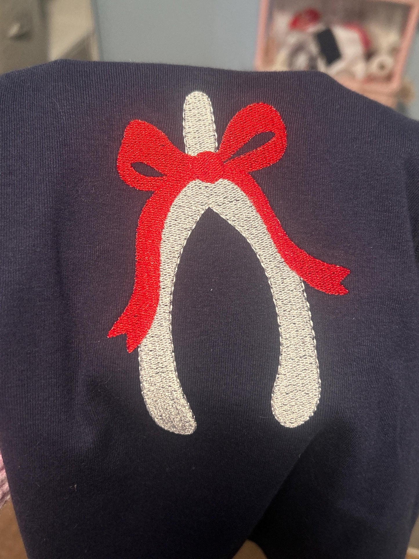 READY TO SHIP Embroidered Wishbone Racerback Tank Top, Navy Bella Canvas