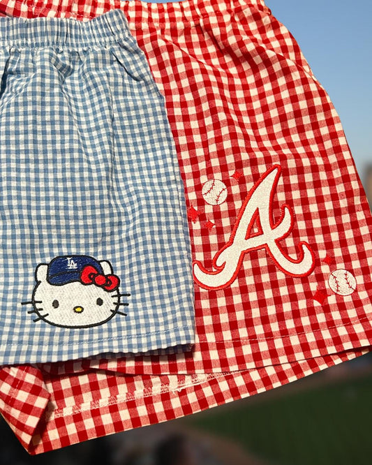 Baseball Inspired Customizable Embroidered Shorts, Ballgames, Collegiate, Professional