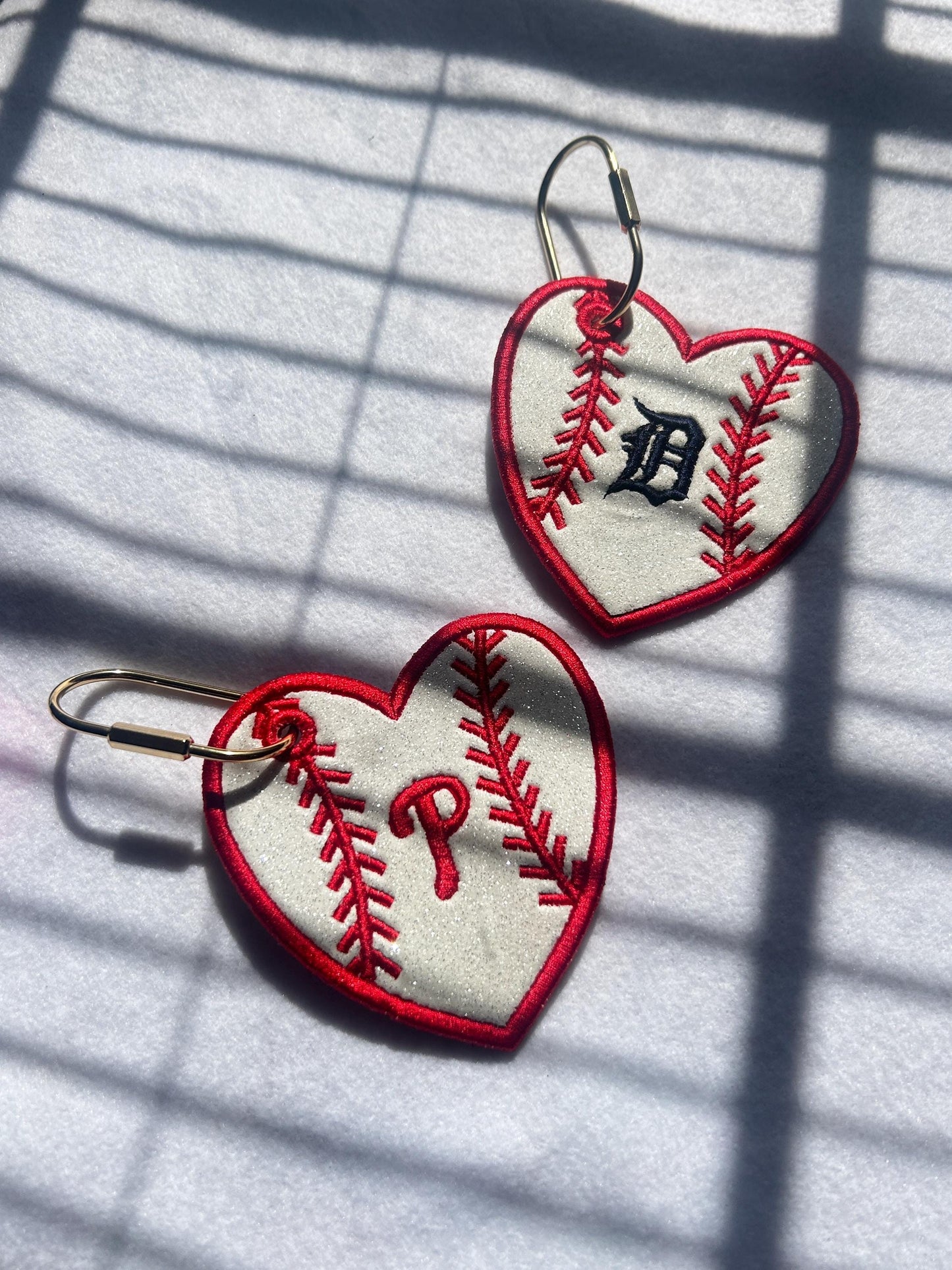 Custom Embroidered Baseball Bag Tags, Keychains