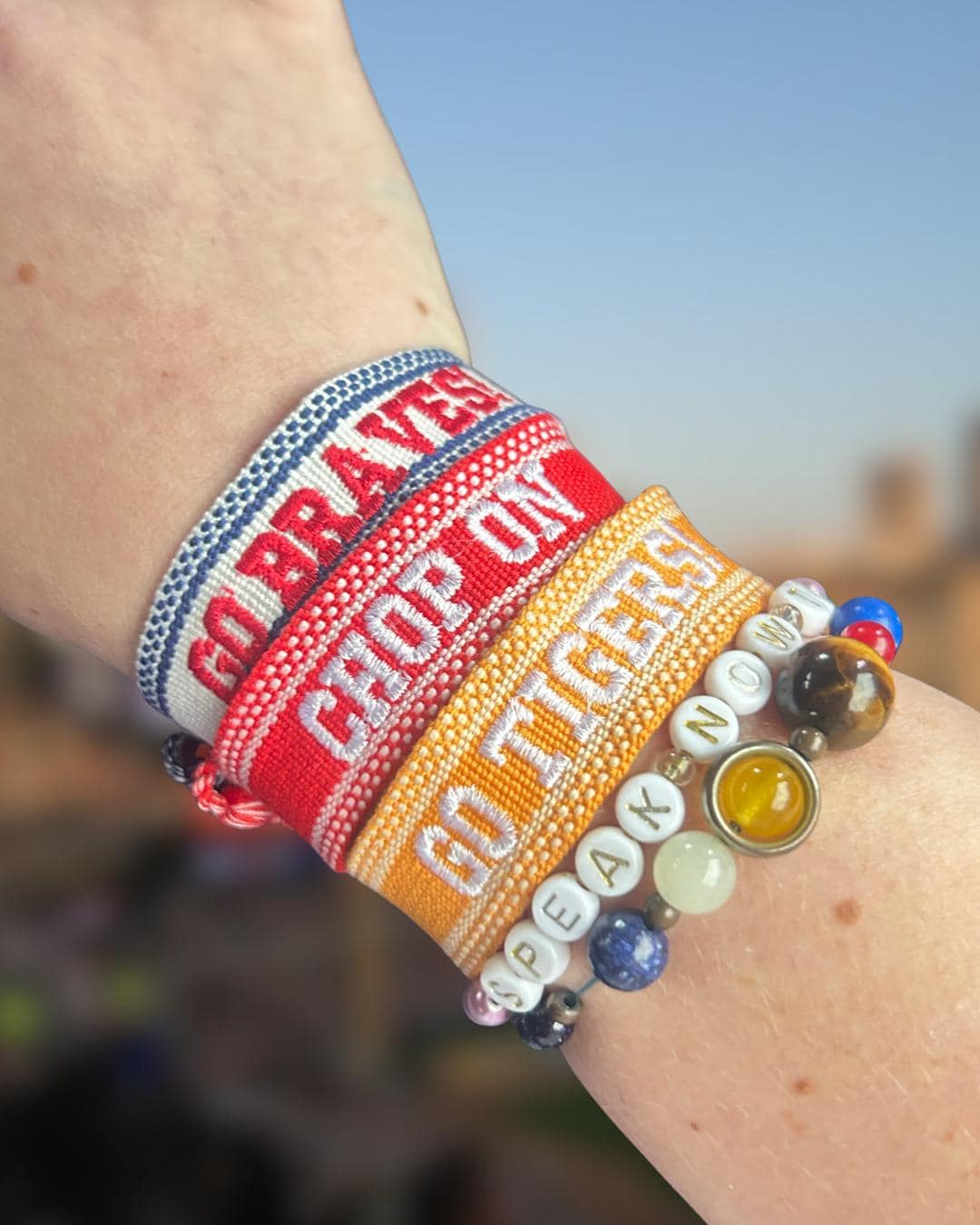 PREORDER ATL Red and Blue Baseball Team Embroidered Baseball Bracelets, Customizable, Georgia, Atlanta, Ballgame